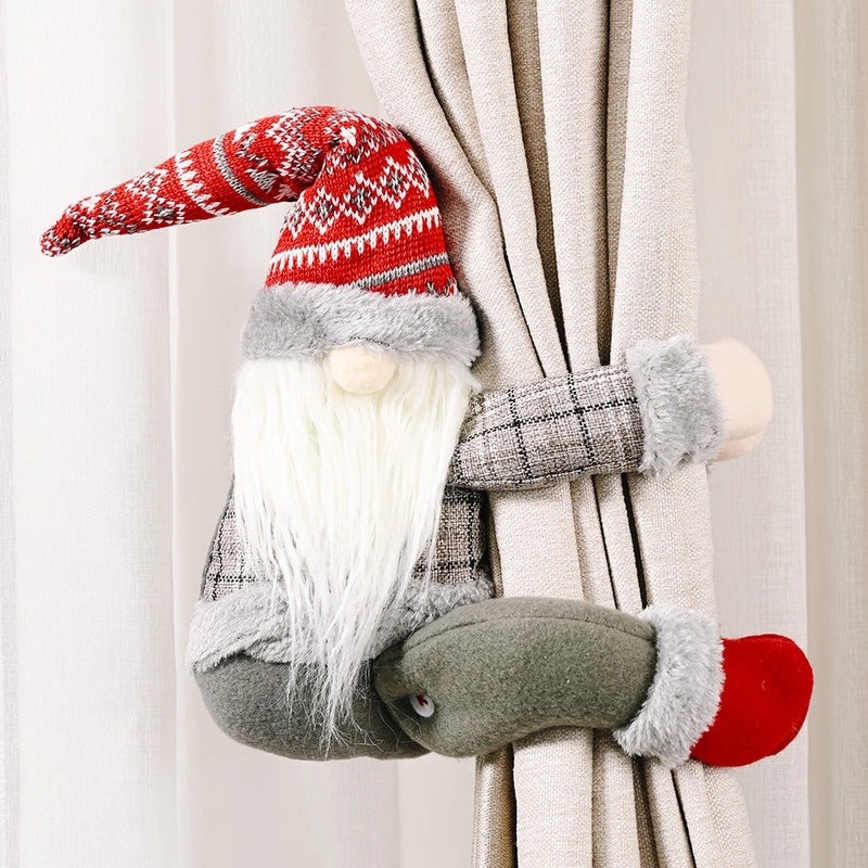 Christmas Lattice Forest Elderly Doll Curtain Buckle Decorative Pendant | Home Decor Accessories