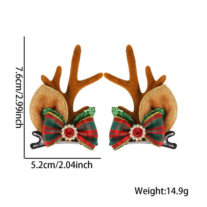 Festive Cartoon Reindeer Antler Hairpin Plastic Christmas Party Accessory|Holiday Party Accessories