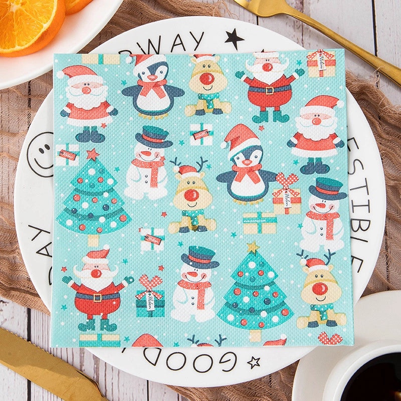 Christmas Nordic Classic Christmas Tree Letter Snowman Wood Pulp Tableware Set|Home & Kitchen Tableware