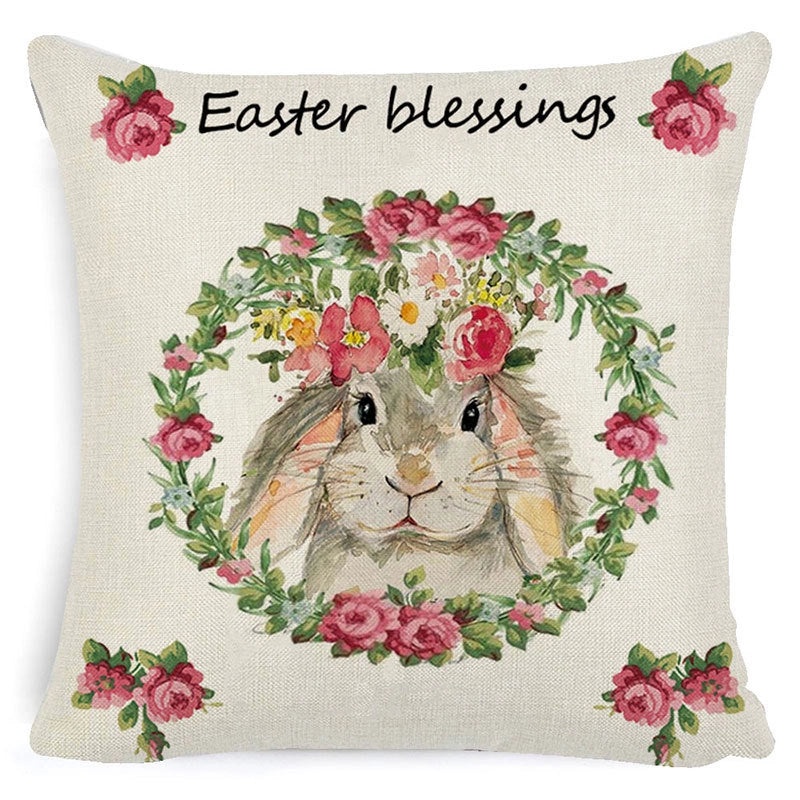 Easter Minimalist Rabbit Linen Throw Pillow Cover for Couch Sofa Decor|Home Decor & Pillows