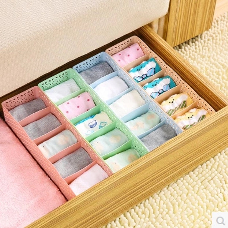 Five-Compartment Plastic Organizer Box for Panties and Socks Storage|Home Storage & Organization