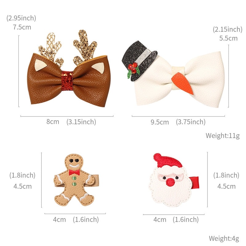Festive Santa Gingerbread Glitter Bow Knot Hair Clip | Christmas Party Accessories