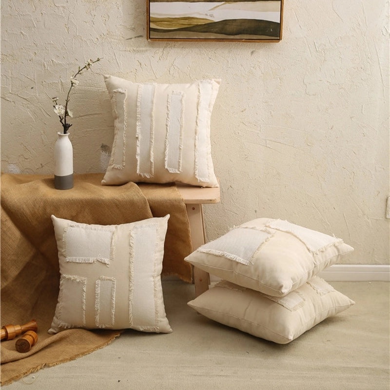 Casual Pastoral Stripe and Solid Color Polyester Pillow Covers | Home Decor & Bedding