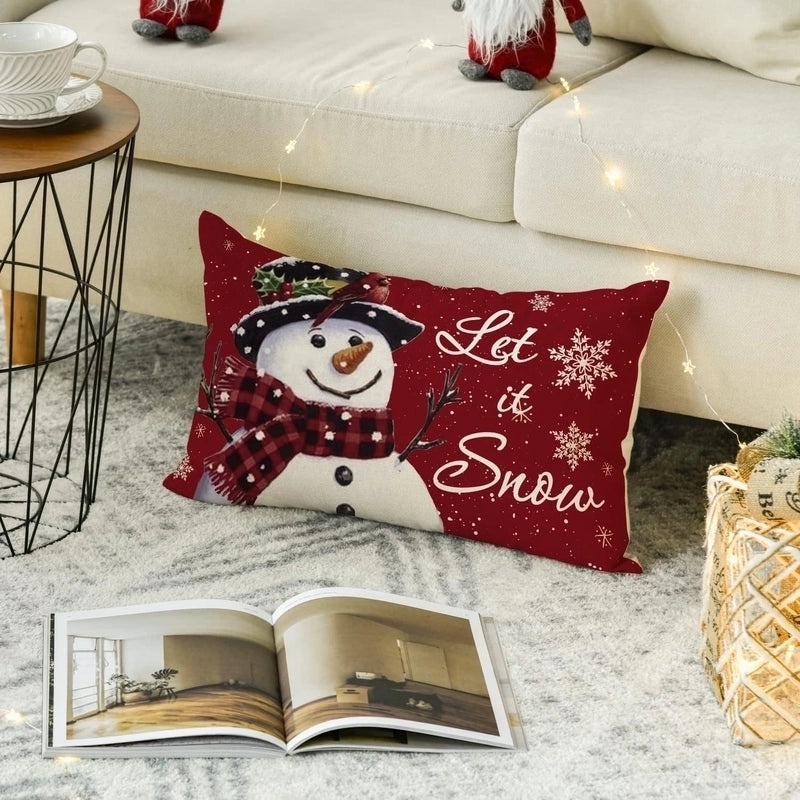 Christmas Holiday Linen Pillow Covers for Couch & Sofa | Home Decor