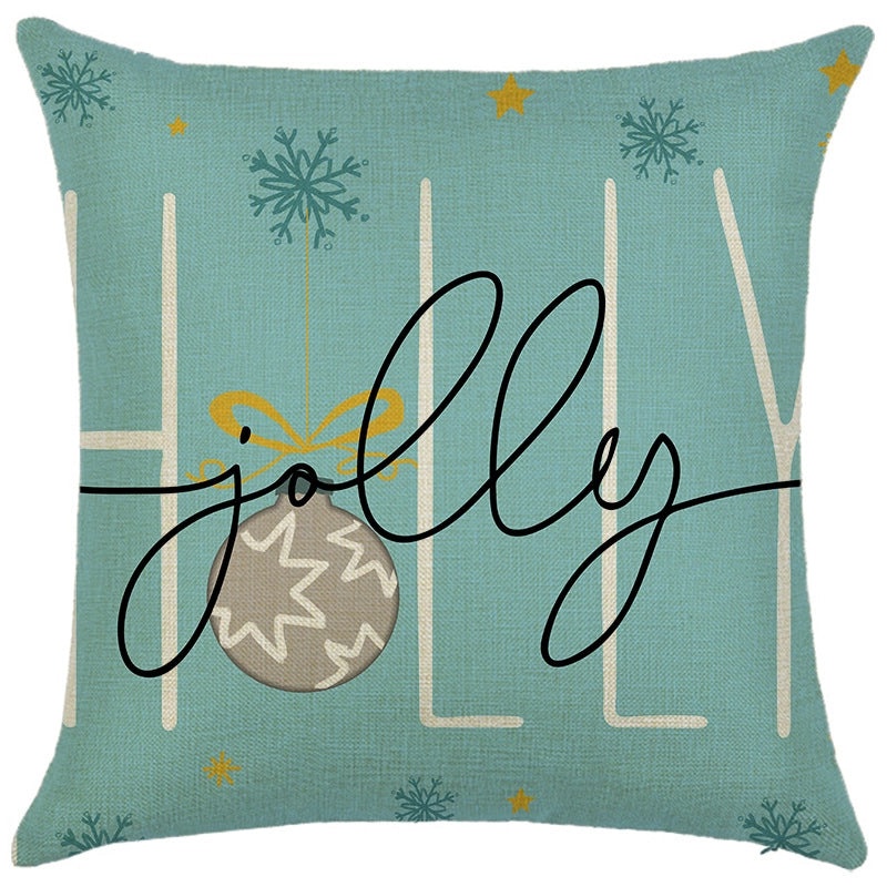 Light Blue Christmas Cartoon Pillow Cover Holiday Home Decor Cushion Cover|Home Decor Pillow Covers