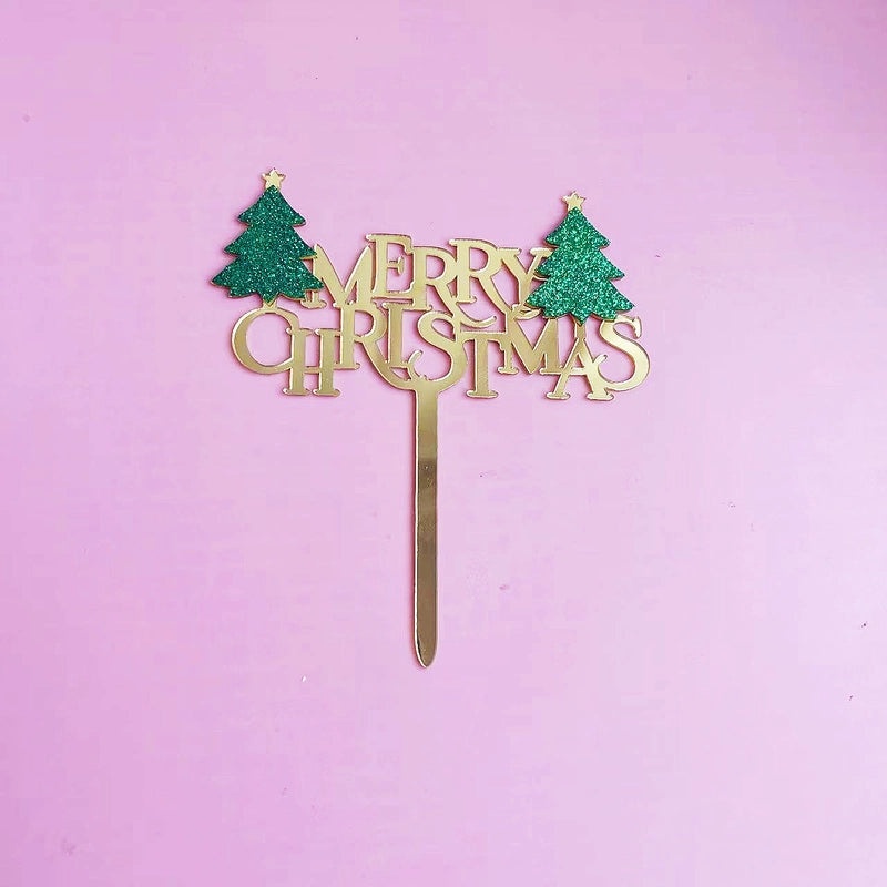 Christmas Tree Letter Acrylic Cake Toppers Party Decorations | Cake Decorating Supplies