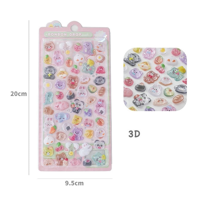 School Graduation Cartoon Epoxy Resin Stickers Set of 2|School Supplies & Stationery
