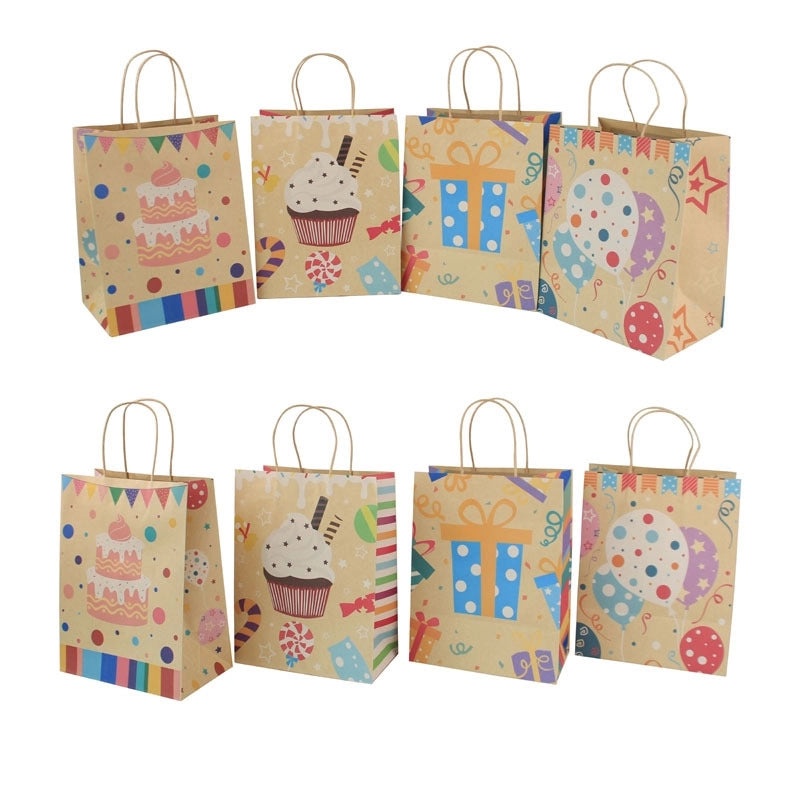 Cute Cartoon Birthday Paper Gift Bags 12 Pieces | Party Supplies