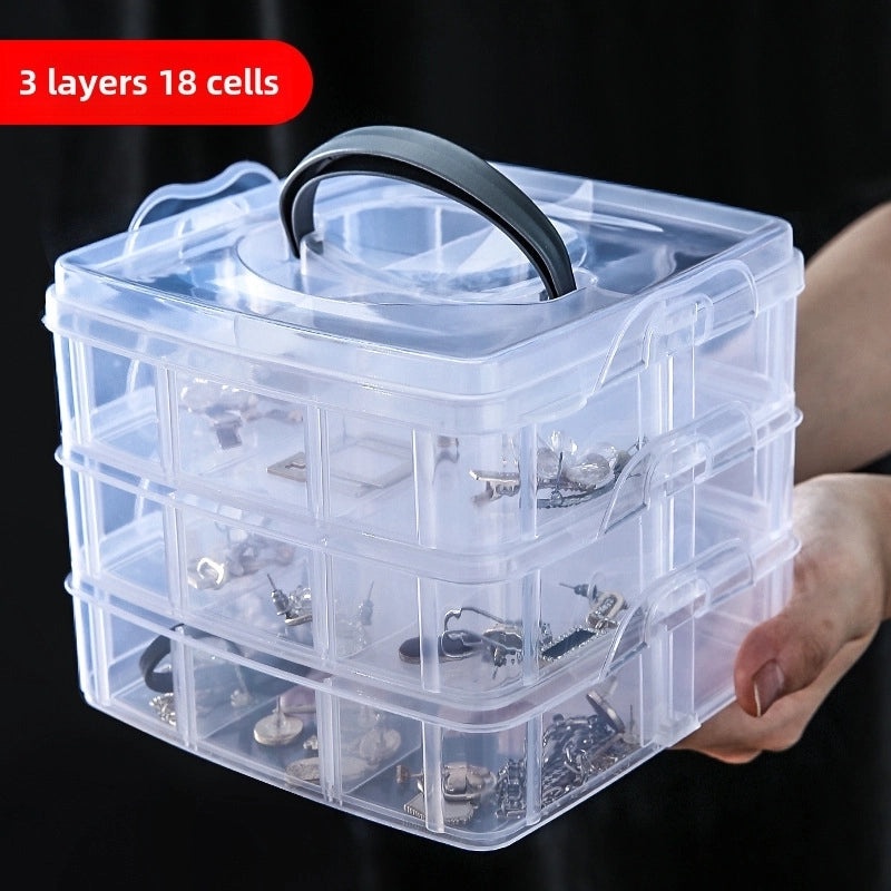 Transparent Plaid Portable Jewelry Storage Box for Earrings Necklace Rings Hair Accessories | Jewelry Storage Boxes