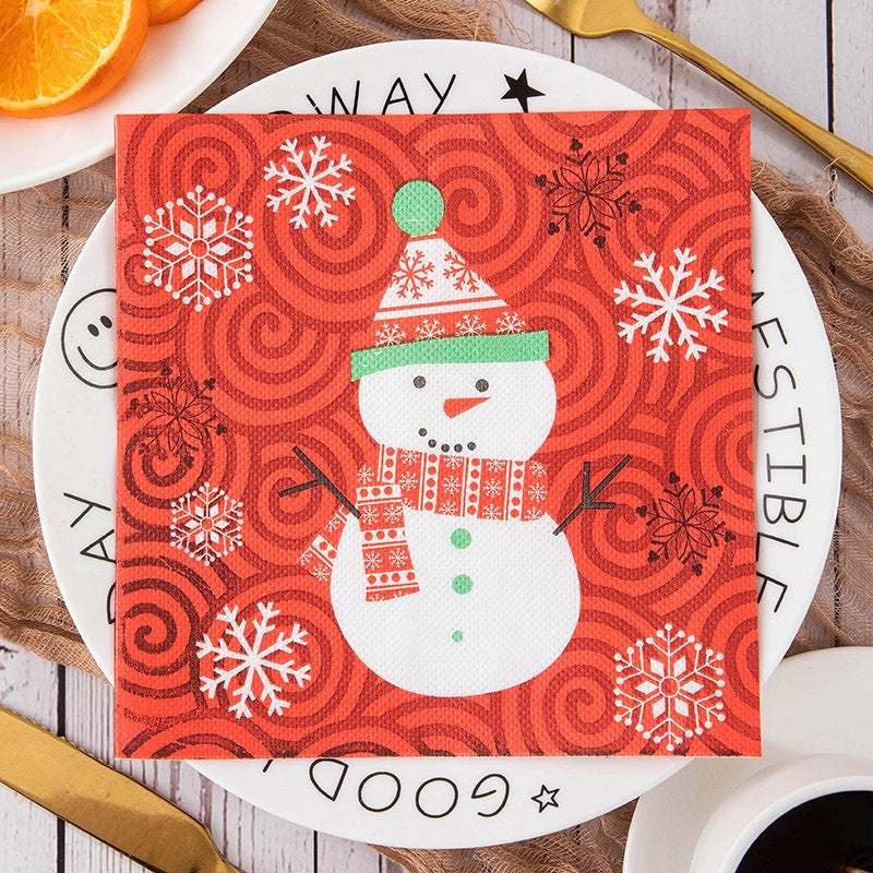 Christmas Nordic Classic Christmas Tree Letter Snowman Wood Pulp Tableware Set|Home & Kitchen Tableware