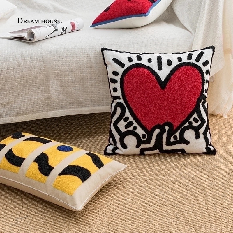Trendy Color Block Heart Shaped Decorative Pillow Covers|Home Decor Pillows