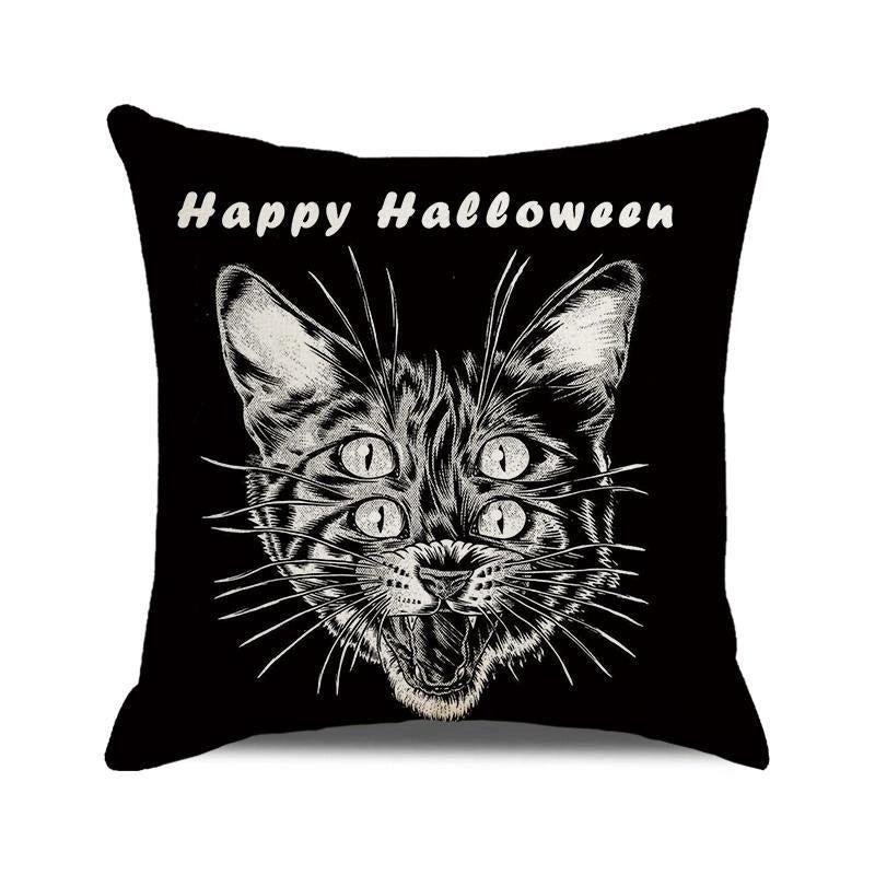 Halloween Skull Cotton Pillow Covers Retro Punk Style for Couch Sofa Decor|Home Decor & Pillows