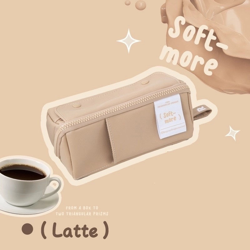 Korean Style Solid Color PU Leather Letter Pencil Case for Students|Stationery & Office Supplies