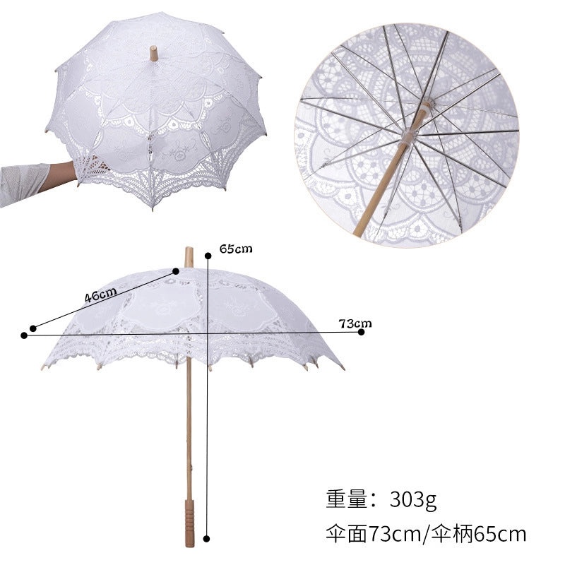 Handmade White Bridal Umbrella for Photography and Decorative Craft Use|Bridal Accessories