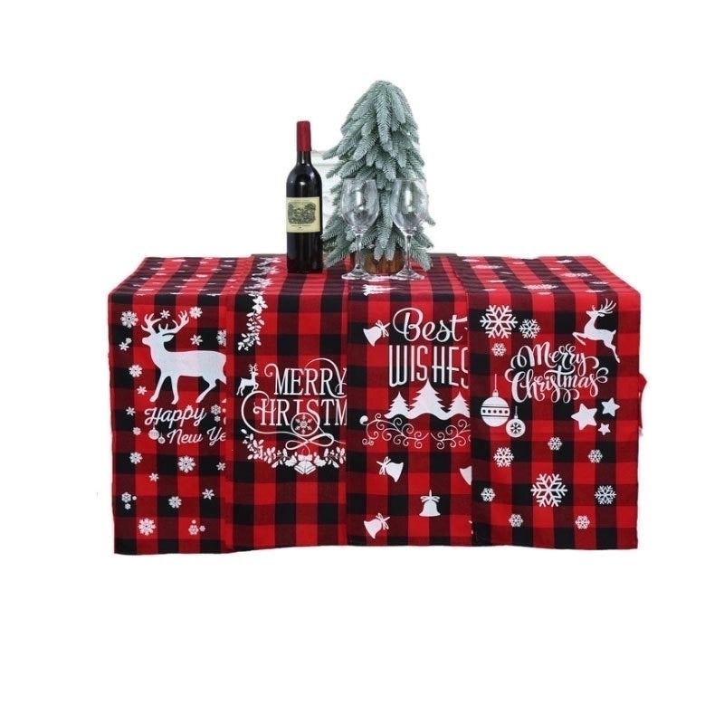 Festive Polyester-Cotton Plaid Table Runner for Christmas Decor|Home & Living > Seasonal Decor > Christmas Decorations