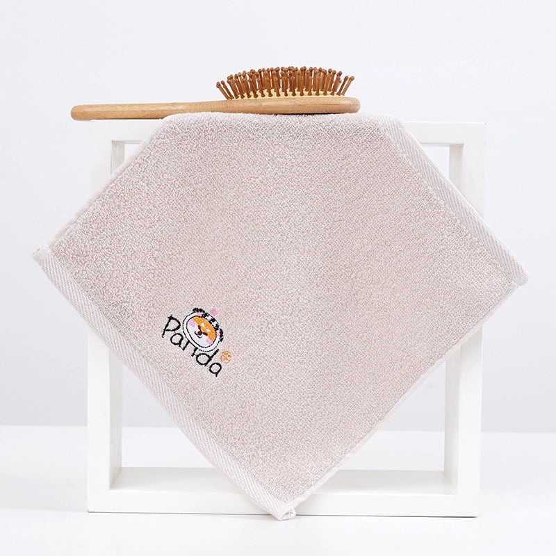 Cotton Square Towel 25x25cm Soft Absorbent Embroidered Face Hand Towel for Kindergarten|Home Textiles