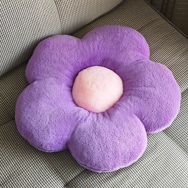 Fluffy Rabbit Hair Flower Cushion for Office, Sofa, Student Chair | Home Decor Cushions