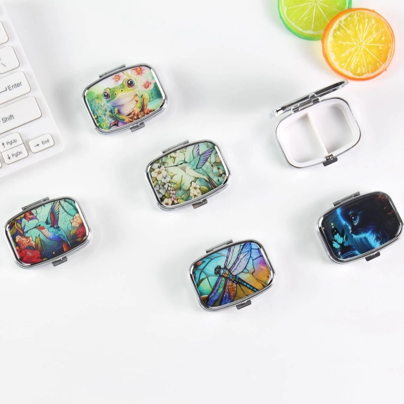 Portable Metal Two-Compartment Mini Storage Box for Jewelry and Medicine | Jewelry Storage Boxes