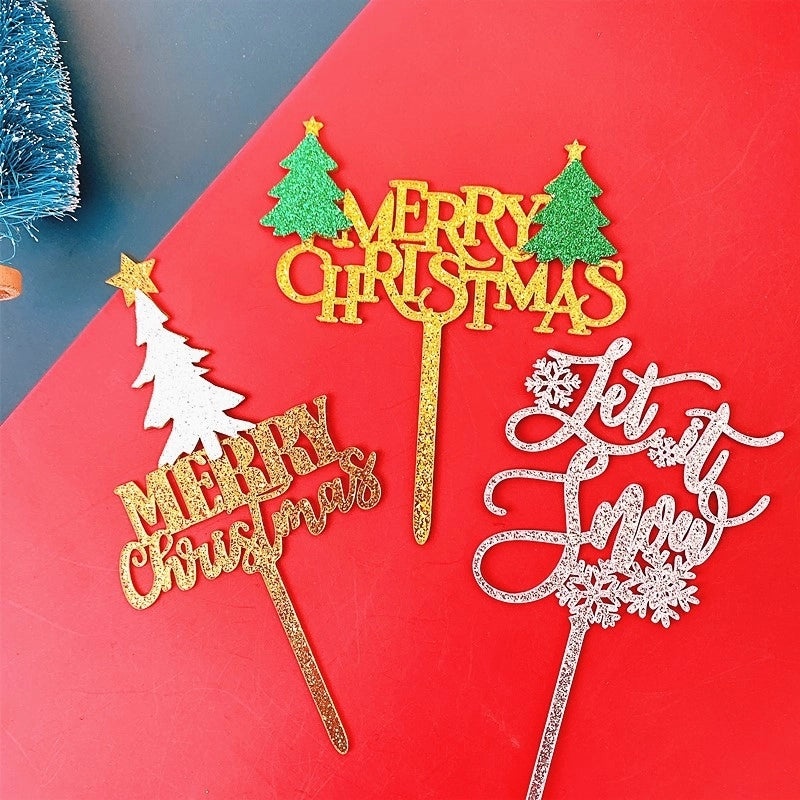 Christmas Tree Letter Acrylic Cake Toppers Party Decorations | Cake Decorating Supplies