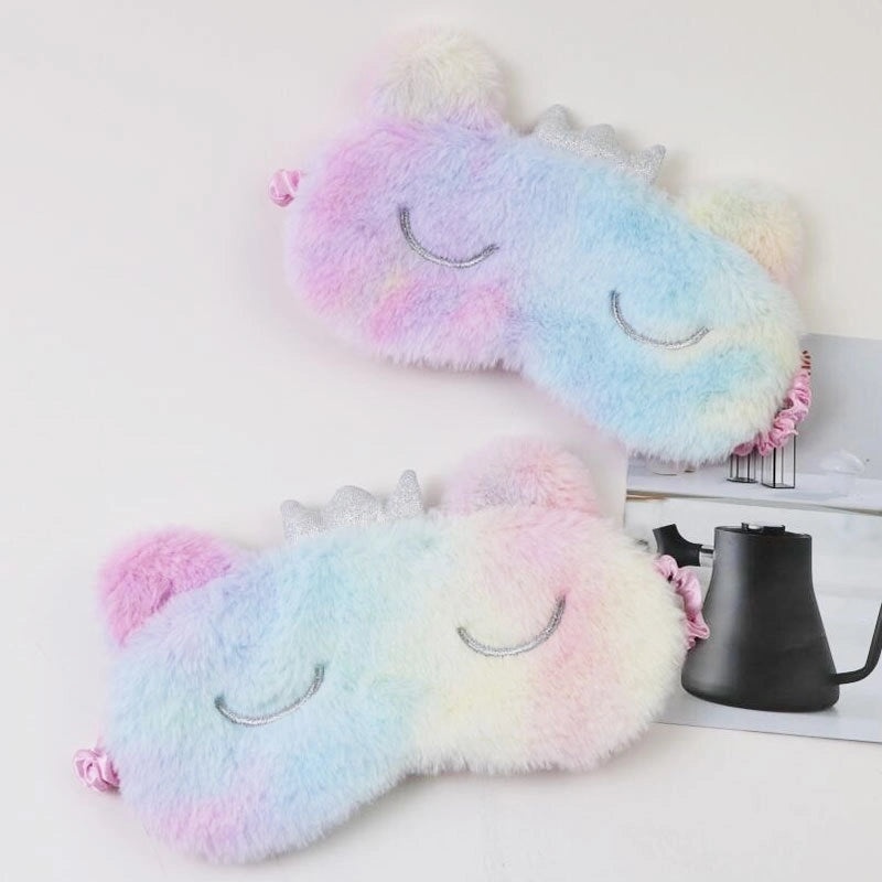 Adorable Cartoon Cotton Plush Satin Sleep Mask | Sleep Accessories