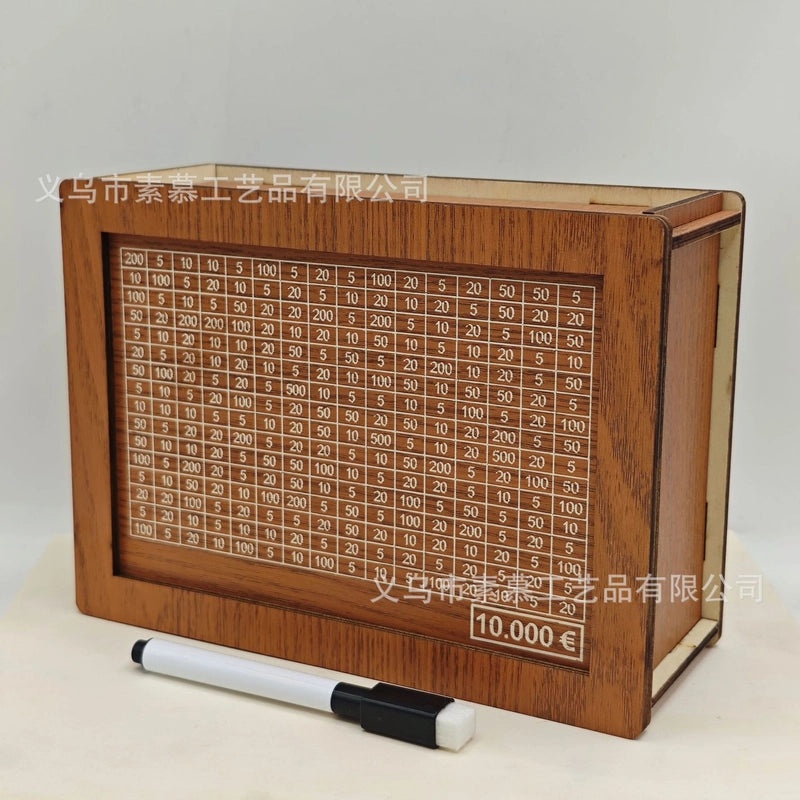 Retro Wooden Square Coin Bank with Number Design | Home Decor & Coin Banks