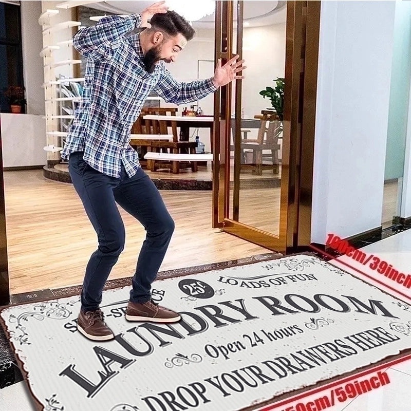 Vacation Style Polyester Area Rug with Letter Print|Home Decor & Rugs