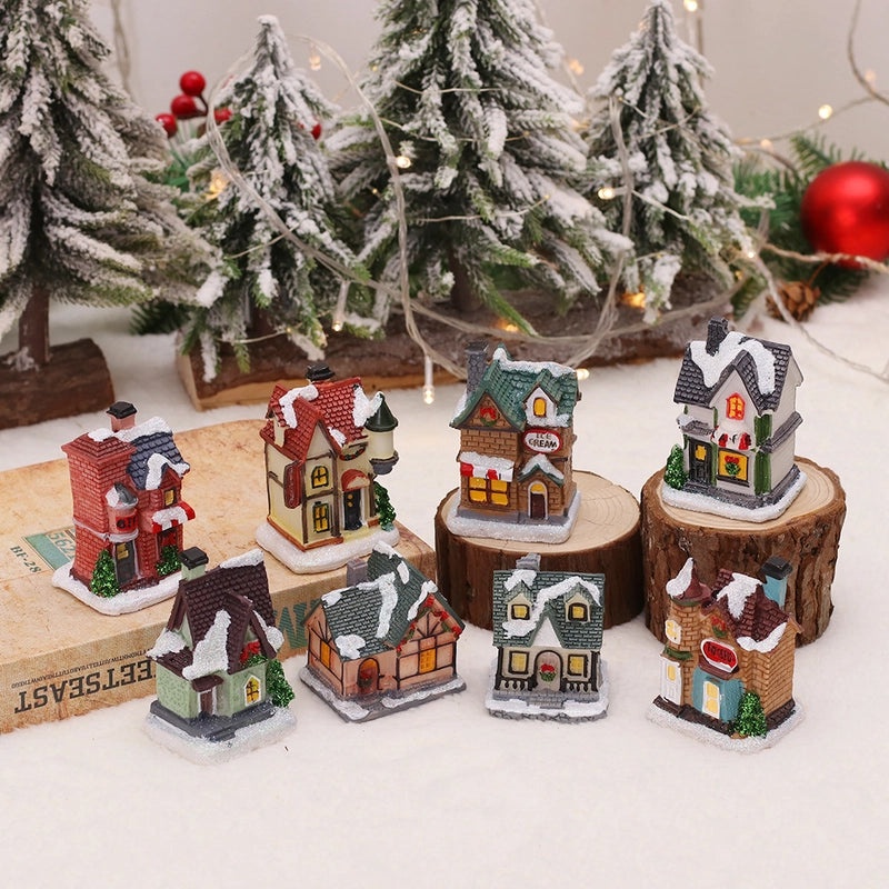 Retro Christmas House Resin Decoration|Holiday Home Decor
