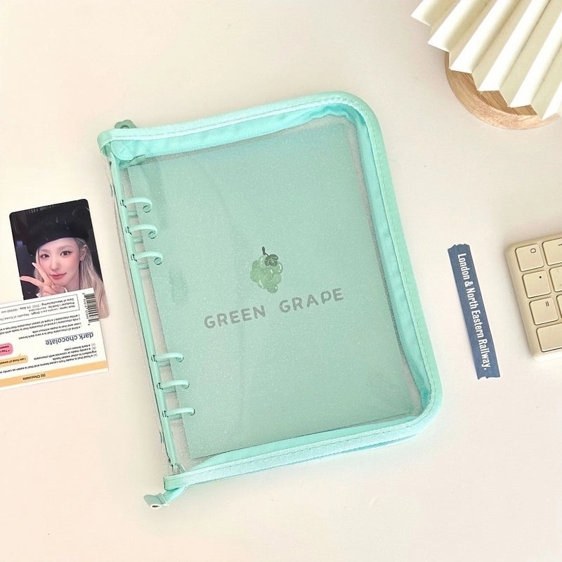 Transparent PVC Soft Shell Zippered Loose-Leaf Notebook Bag A5 A6 Style|Stationery & Office Supplies