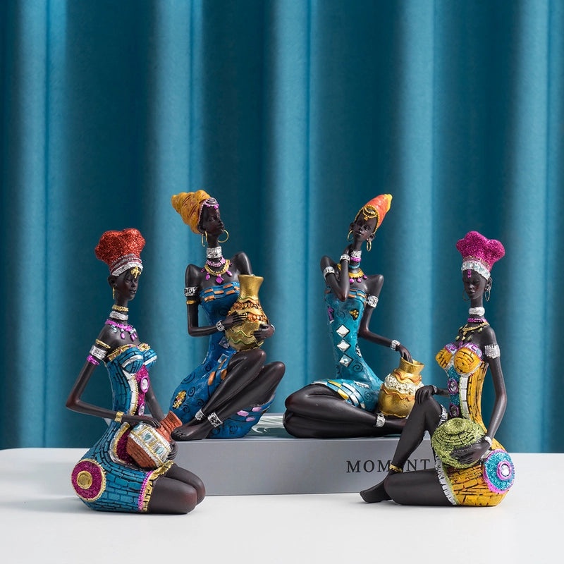Christmas Retro African Style Human Figure Synthetic Resin Sculpture for Home Decor|Home Decor