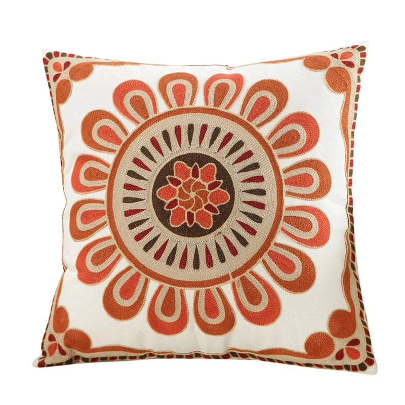 Cotton Embroidered Floral Cushion Cover for Sofa and Bedside Soft Decorative Pillow Case|Home Decor