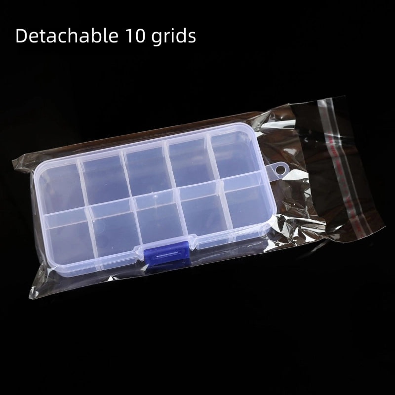 10-Compartment Transparent Plastic Storage Box Removable Dividers for Jewelry Beads Electronics Buttons|Storage & Organization