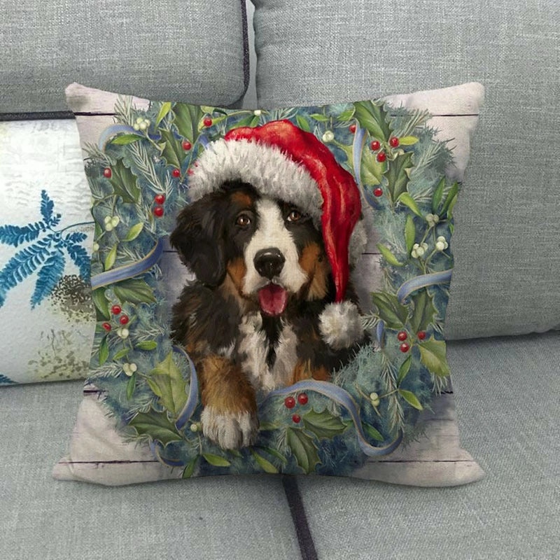 Nordic Modern Classic Christmas Tree Santa Dog Linen Pillow Covers Sofa Couch Decor|Home Decor Pillows