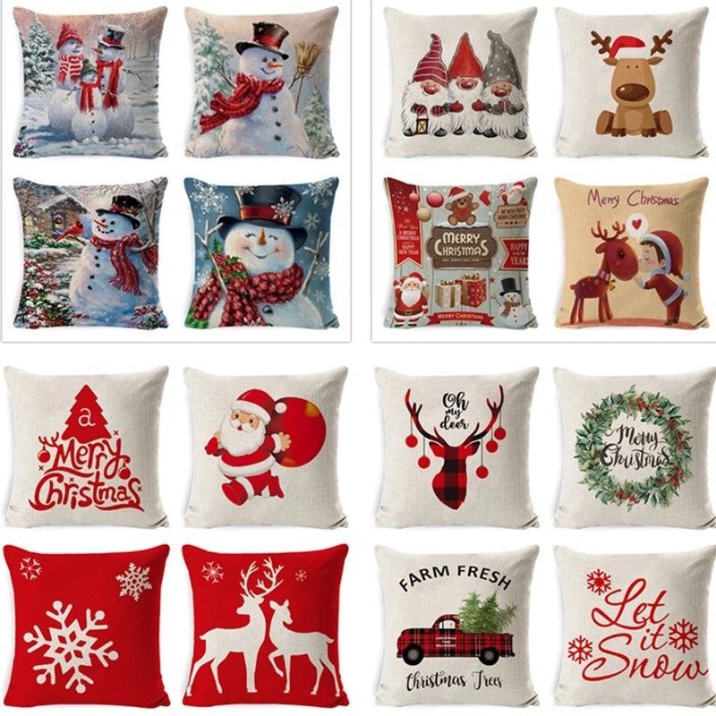 Christmas Geometric Snowflake Cartoon Cushion Cover for Couch Sofa | Home Decor & Cushions