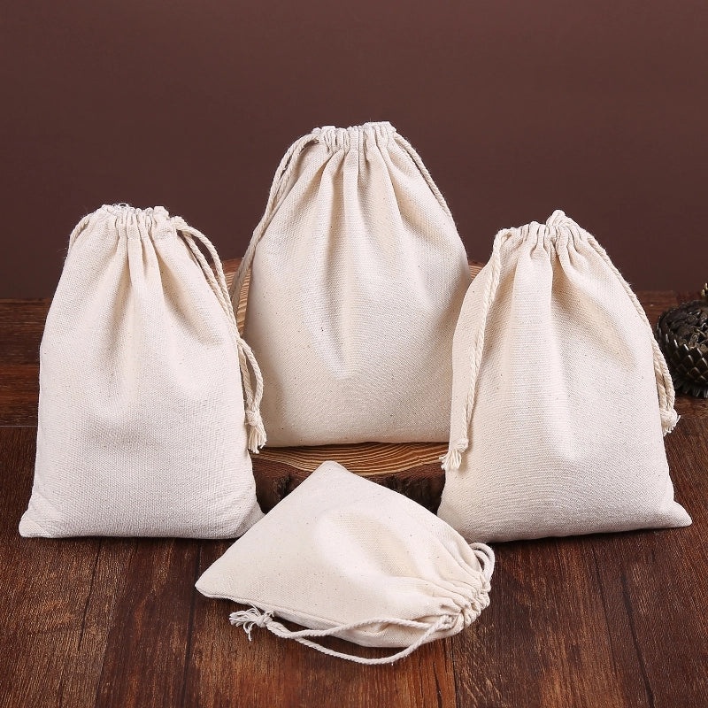 50 Pieces Minimalist Solid Color Canvas Tote Bags for Daily Use|Bags & Accessories