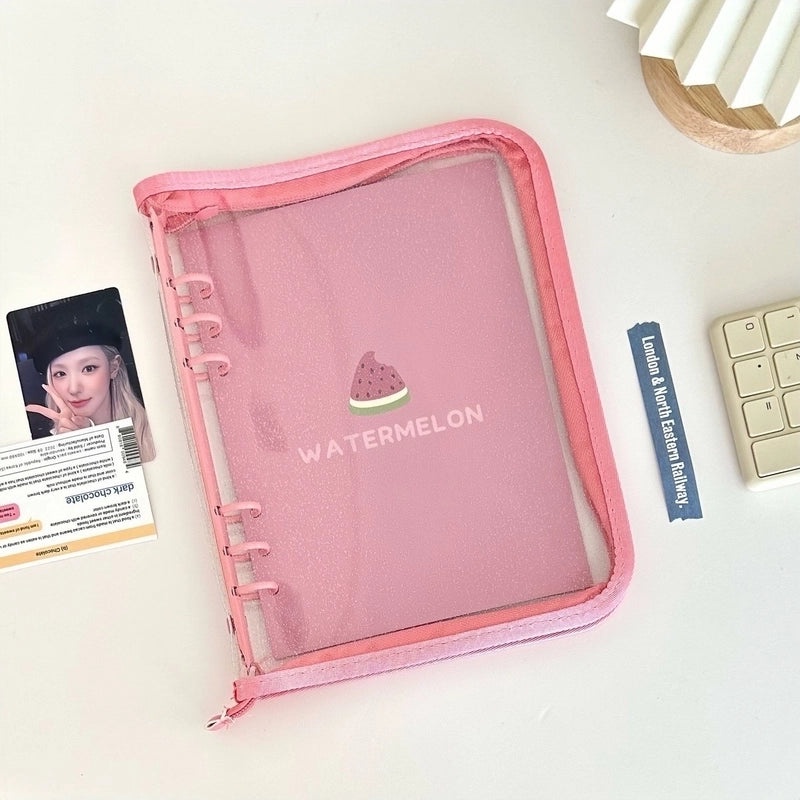 Transparent PVC Soft Shell Zippered Loose-Leaf Notebook Bag A5 A6 Style|Stationery & Office Supplies