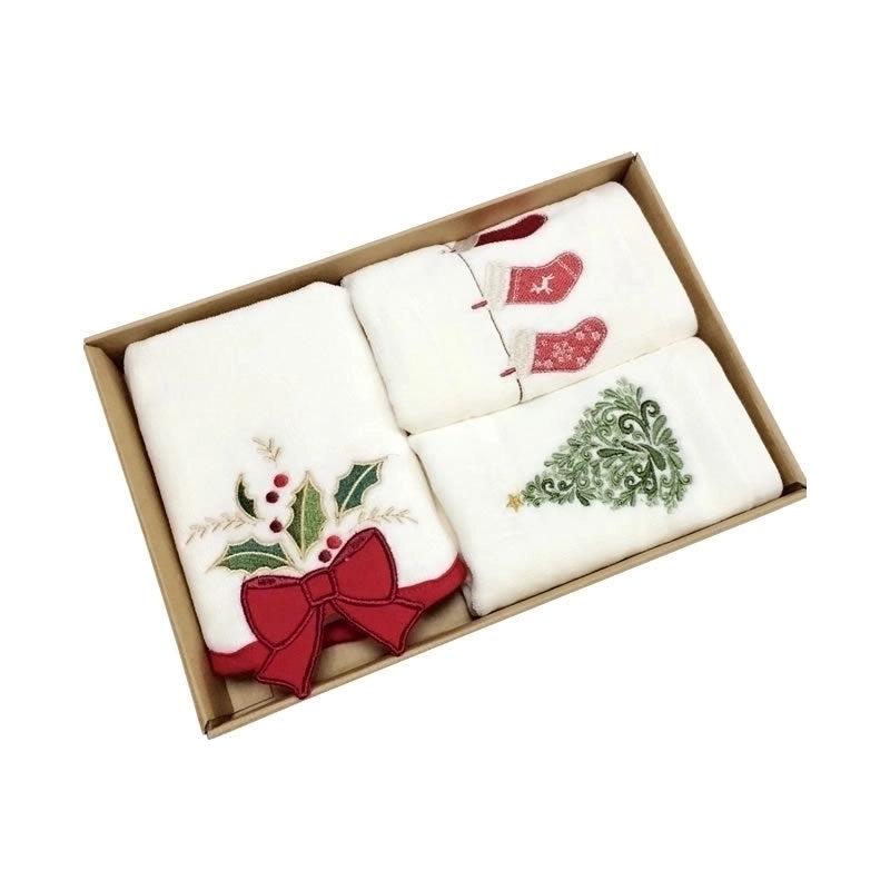 Christmas Tree Bow Knot Cotton Towel Soft Holiday Hand Towel | Home & Living Towels