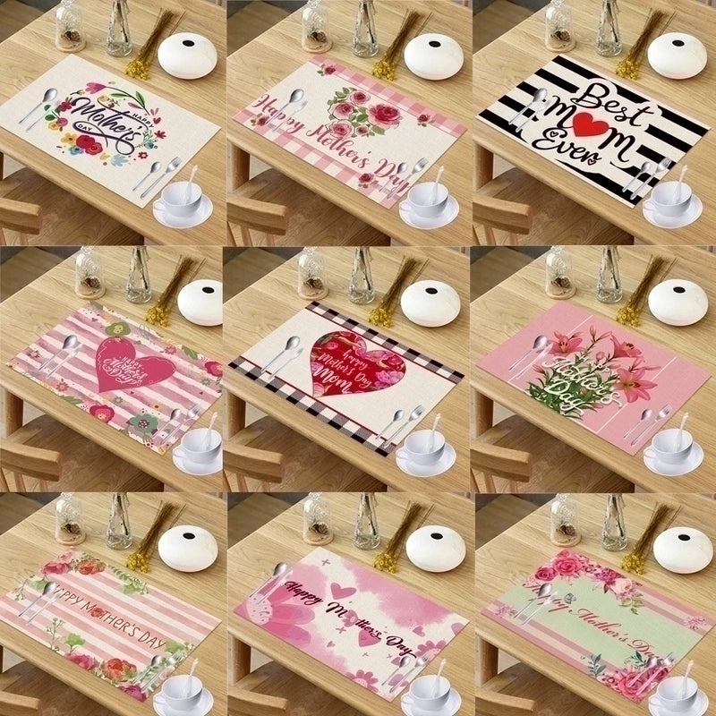 Color Block Heart Linen Placemat Minimalist Design | Home Decor Table Linens