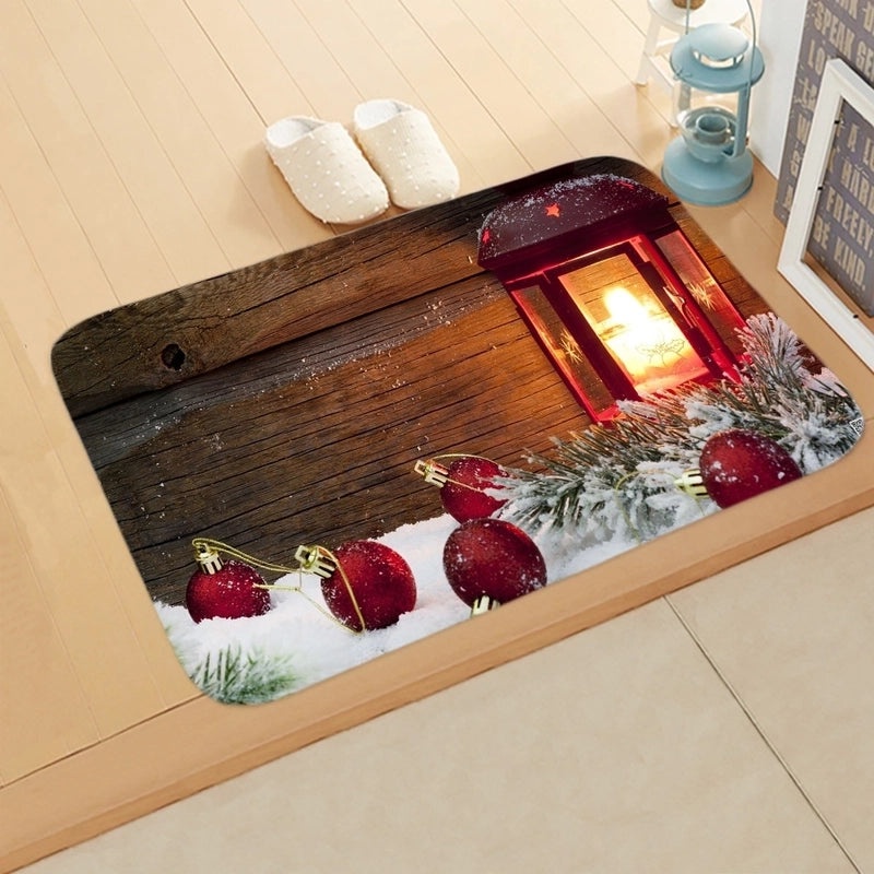 Festive Christmas Elk and Tree Flannel Floor Mat|Home Decor Rugs