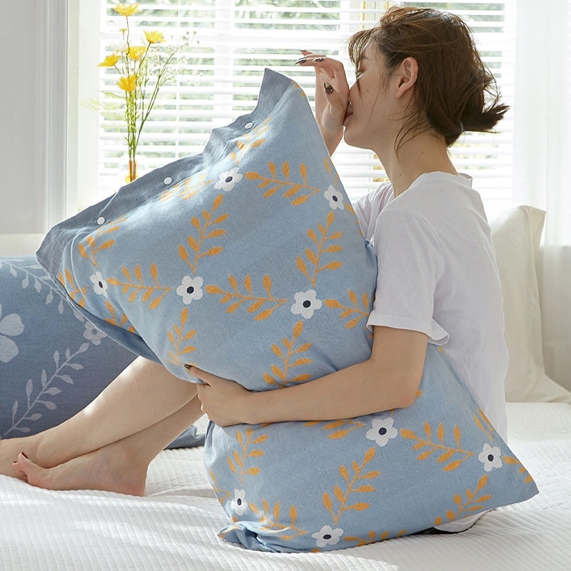 Summer Cotton Gauze Pillowcase with Snaps One Pack 40x60cm & Latex Pillowcase 48x74cm | Home Textiles