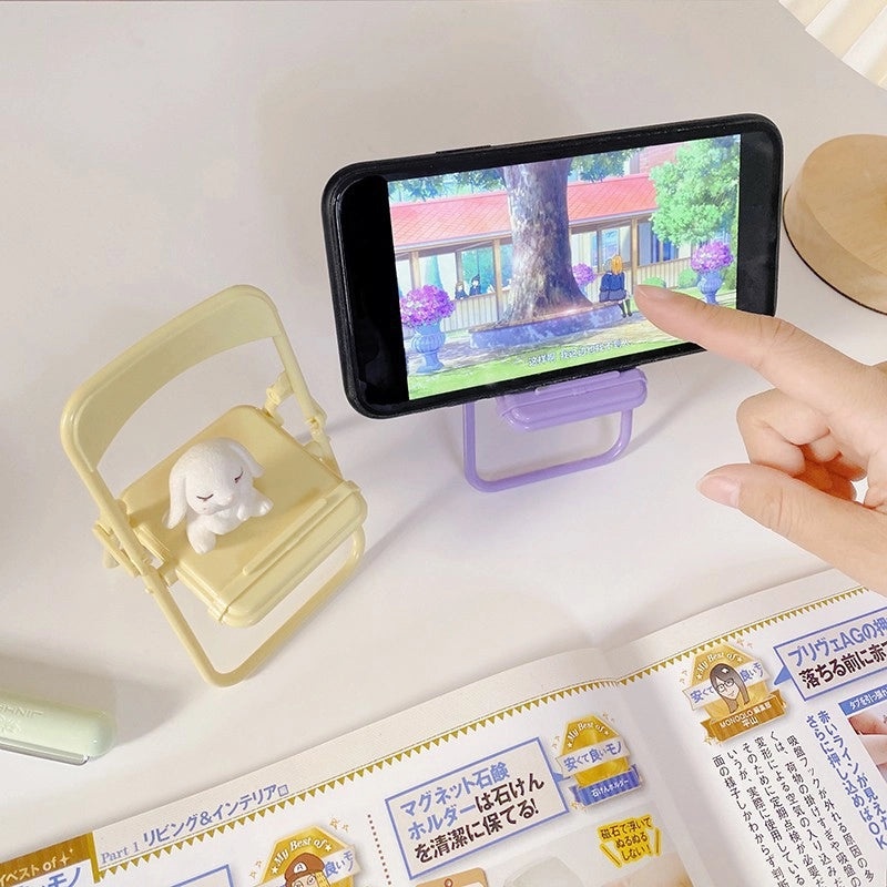 Mini Folding Chair Phone Holder Cute Desktop Stand Creative Lazy Person Mobile Bracket|手机配件