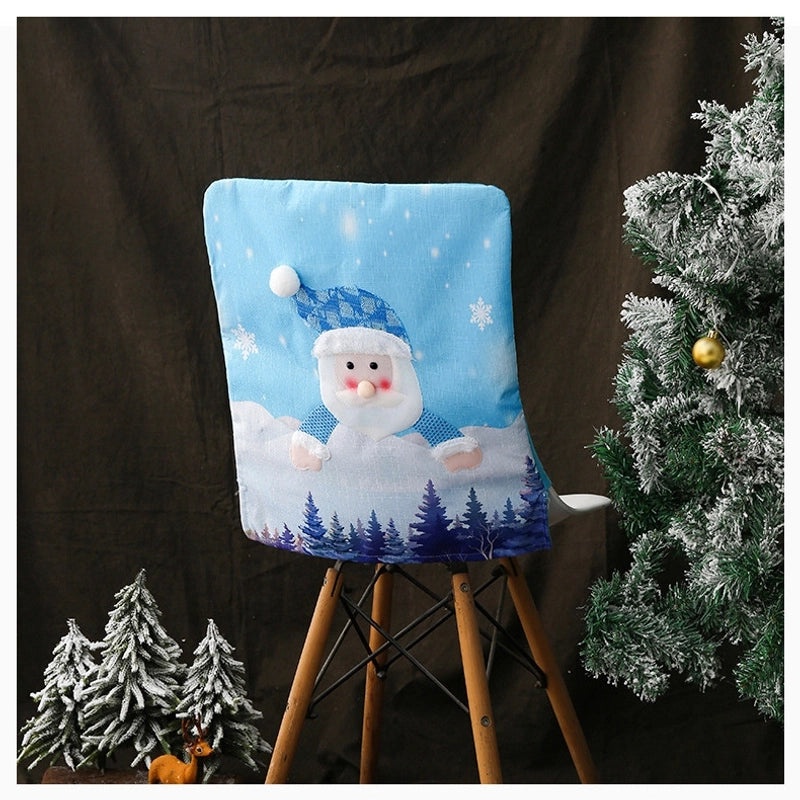 Christmas Blue Snowman Chair Cover with Lights | Holiday Decor