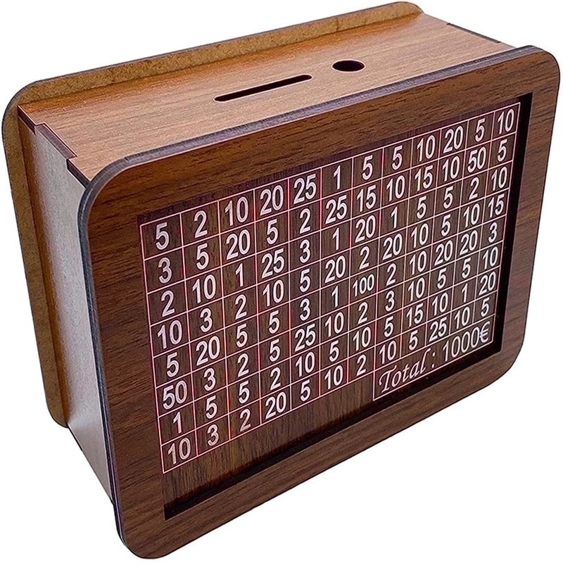 Retro Wooden Square Coin Bank with Number Design | Home Decor & Coin Banks