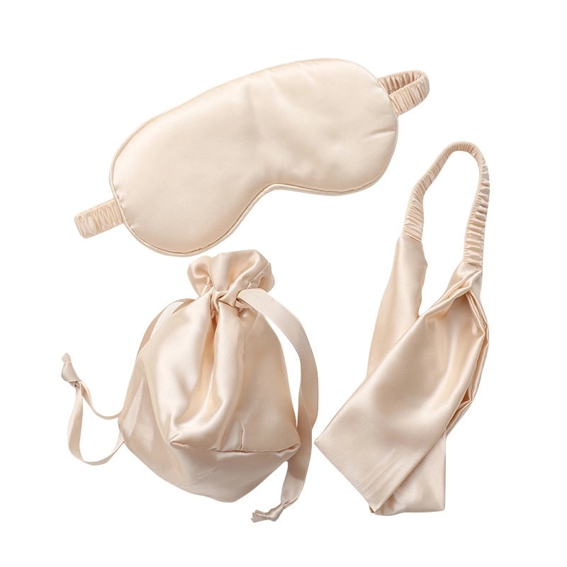 Silk Eye Mask Hair Band and Cloth Bag Set | Sleep Accessories