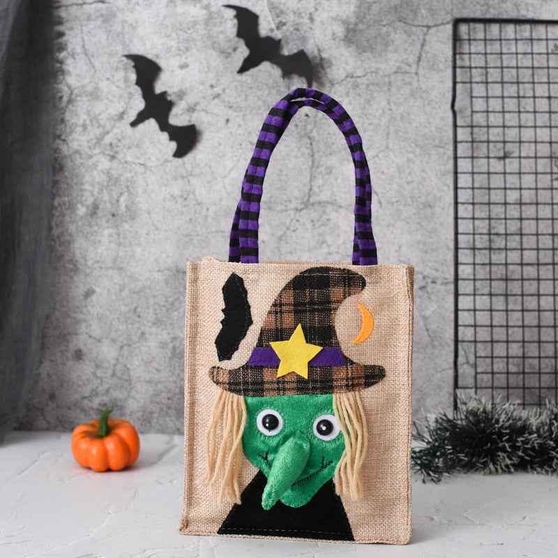 Cute Halloween Pattern Linen Party Gift Bags for Trick or Treat|Halloween Party Supplies