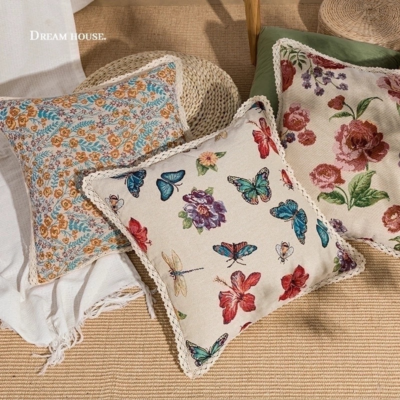 Floral Butterfly Pattern Polyester Pillow Covers|Home Decor Pillows