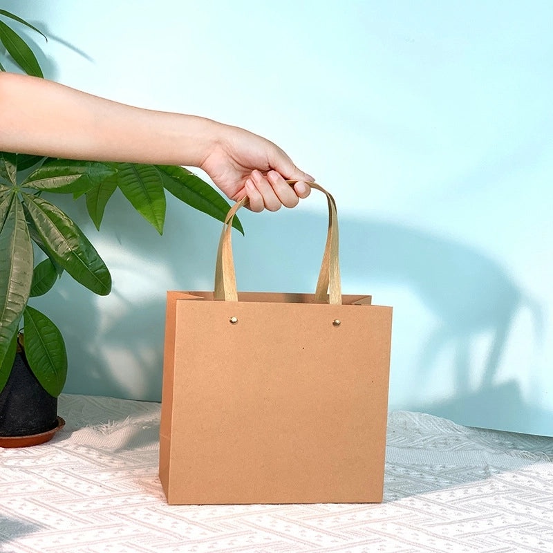 Red Kraft Paper Gift Bag Vintage Handbag Style Reusable Gift Packing Bag | Gift Packaging & Bags