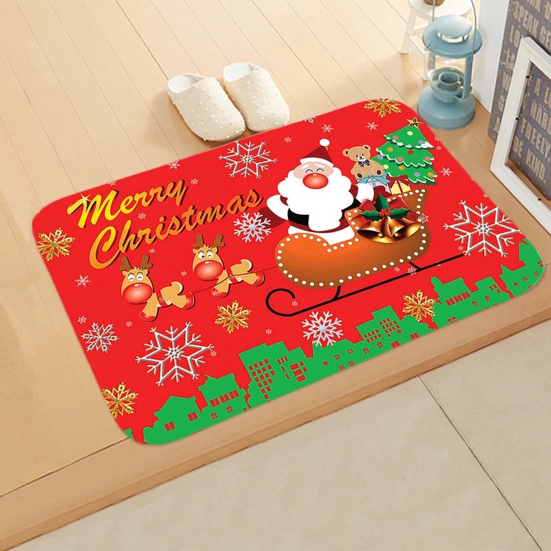 Festive Santa Claus Flannel Floor Mat for Holiday Decor|Home Decor