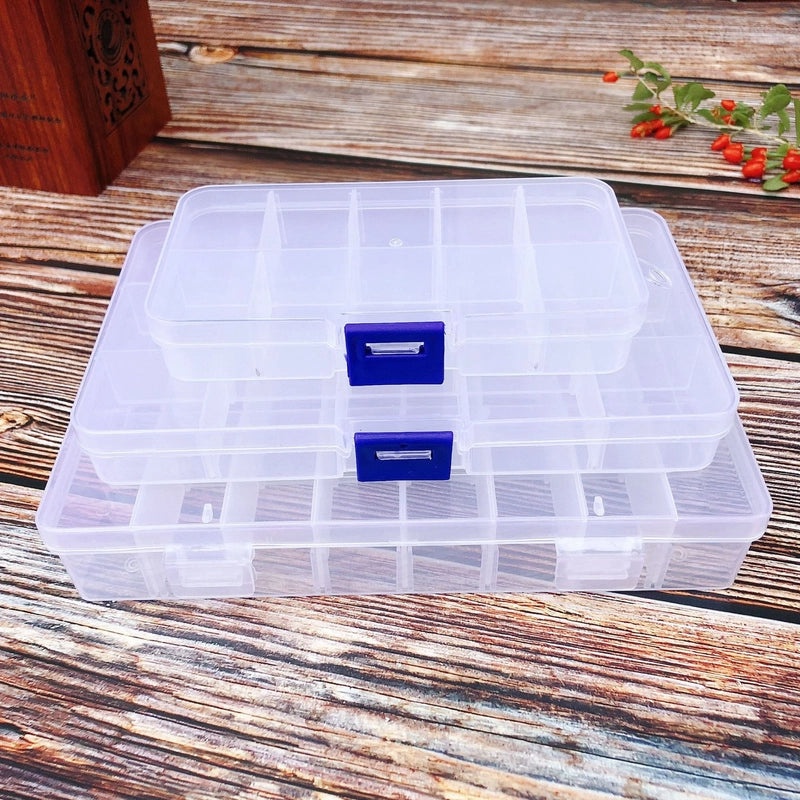 Detachable Plastic Storage Box with 10/15/24/36 Transparent Grids for Makeup Jewelry Fishing Rubber Bands|Storage & Organization