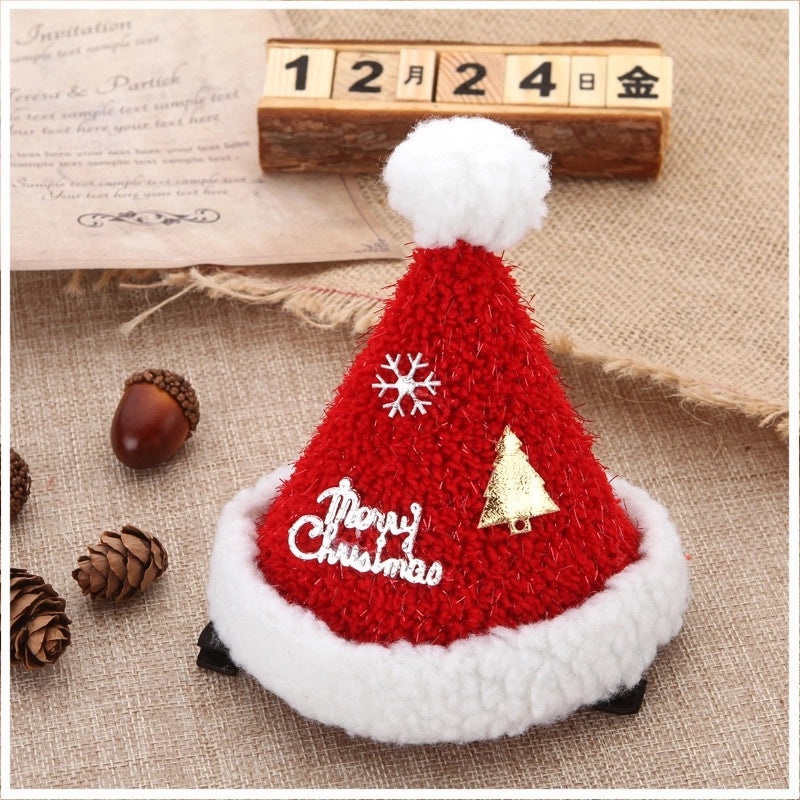 Cute Christmas Hat Plush Barrettes Duckbill Hair Clip Headdress for Dress Up | Hair Accessories