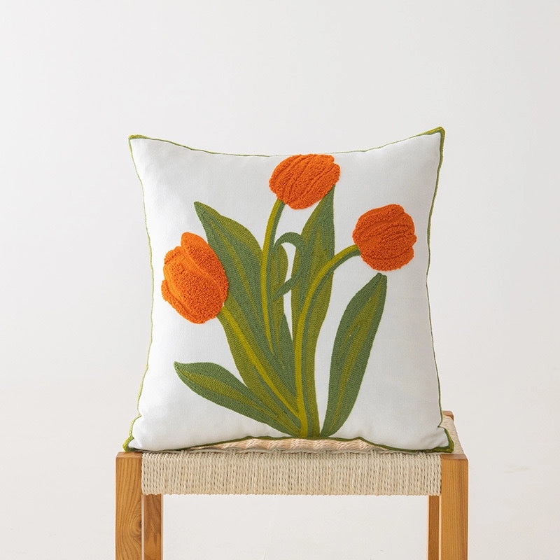 Elegant Minimalist Floral Cotton Pillow Covers for Couch and Sofa | Home Decor Bedding